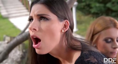 Probing the G-Spot - Lesbian Threesome's Garden Adventure