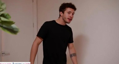 Busty MILF Sara Jay fucks son's newly single friend in her bed