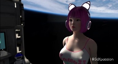 Nexus 3: Orbit Episode 5. Cute japanese anime catgirl gets fucked on a space station